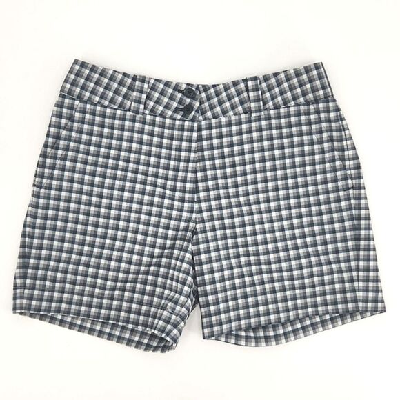 Nike Golf Dri Fit Flat Front Shorts Womens 6 Green Plaid Check Preppy - Picture 1 of 10